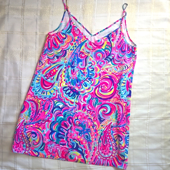 Lilly Pulitzer Silk Dress Psychedelic Sunshine Dusk Lela Mini Spaghetti Strap - Picture 5 of 12